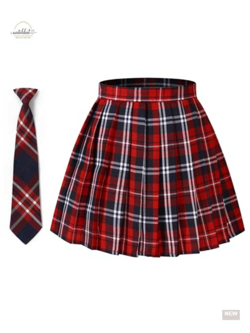 Plaid Pleated Mini Skirt High Waisted A-Line Skater Tennis Skirt